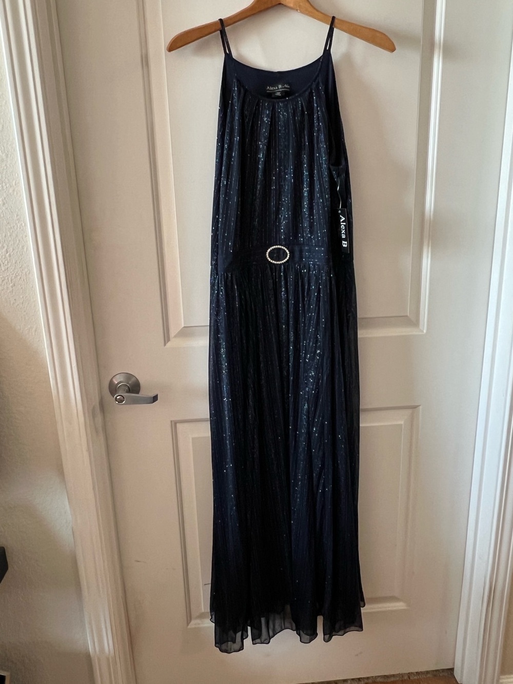 Elegant Navy Silver & Blue Sparkle Evening Gown Alexa B 14P Formal Holiday